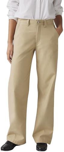 Levi's Mujer Pantalón Chino 90s Straight de algodón, Cintura Media, Beige (Travertine), W23/L30
