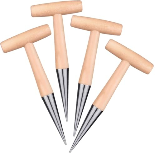 Vestamore Seed Planting T-Handle Tool, Bulb Planter For Garden, With Steel Zinc-Coated Long-Lasting Handle Wooden, Ideal For And Weeding Transplanting Digging