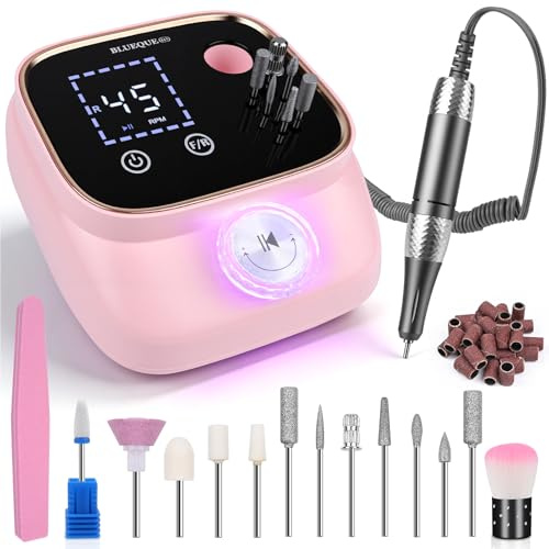 Dreamhigh® Fresa per Unghie Professionale 45000 RPM, Lima Unghie Elettrica, Fresa Unghie, Portable Nail File Kit, Manicure e Pedicure, Trapano Elettrico per Rimozione Gel/Smalto, Rosa