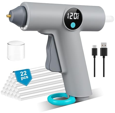 Cordless Hot Glue Gun, Lightweight Glue Gun for Crafting with 22 Pcs Sticks Safety Heating Fast Rechargeable Battery Glue Gun for DIY Home Repairs and Crafts