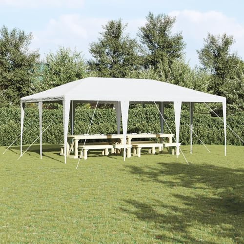 Partyzelt Weiß 6x4 m PE, 400 x 600 cm Gartenzelt mit wasserabweisender Polyethylen Plane und pulverbeschichtetem Stahlrahmen für Outdoor-Events, Terrasse und Feiern, leicht