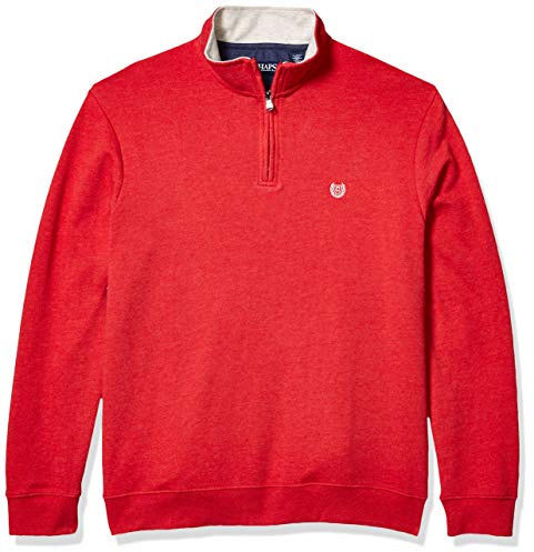 Chaps Men's Classic Fit Textured Quarter Zip Sweater -Pandora Red, M