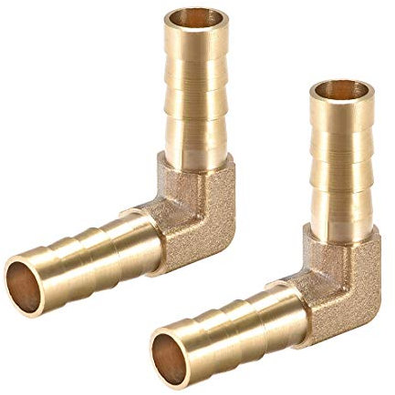 sourcing map 2 Piezas Conector Manguera de Lengüeta de Latón, 8mm Codo de Latón de 90 Grados, 90 Grados Codo Espiga para Manguera