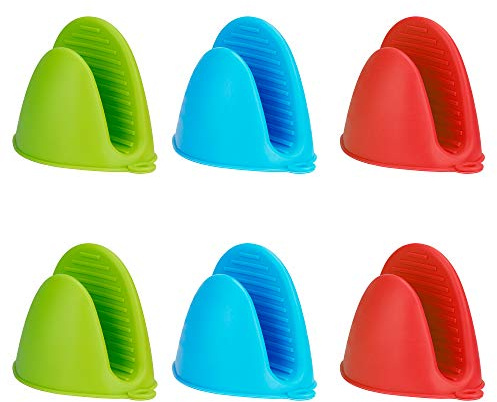 Guanti da Forno in Silicone Mini Presina Presine Cucina Resistenti al Calore per Proteggere Le Dita da Piatti Caldi Ideali per Cucinare da Forno, Piatto e Ciotola 3 Coppie (3 Colori)