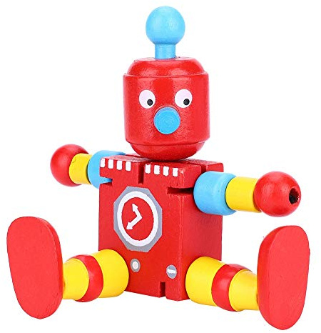Mxtech Robot Toys, Safety Kids Wooden Robot Toys, for Kids(red)