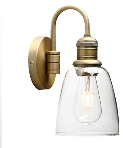 Yosoan Wandlampe Antik Wandleuchte Vintage Metall Wandleuchtung Retro Innen Wandleuchter mit klarem Glas Lampenschirm für Office Home Küche Wohnzimmer Schlafzimmer Loft Bar (Antiquität)