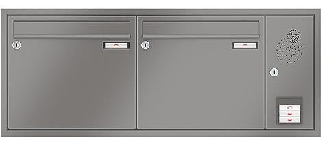 RENZ/Eckrahmen / 2er Unterputz-Briefkastenanlage Einbau-Briefkasten mit Sprechfeld/RAL-Farbe 9007 Volumen 12 L/Dein-Briefkasten.de