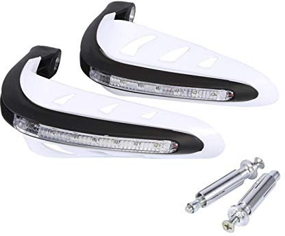Yctze 1 paire de protège-mains de moto, protège-mains universels pour guidon, lumière LED, protège-mains de moto blanc (B) pour protège-mains mt03 noir blanc moto bas garde-mains allumésconnecteurs él