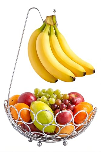 Royal Cuisine Fruit Bowl Basket with Banana Hanger Fruit Basket-Metal Wire