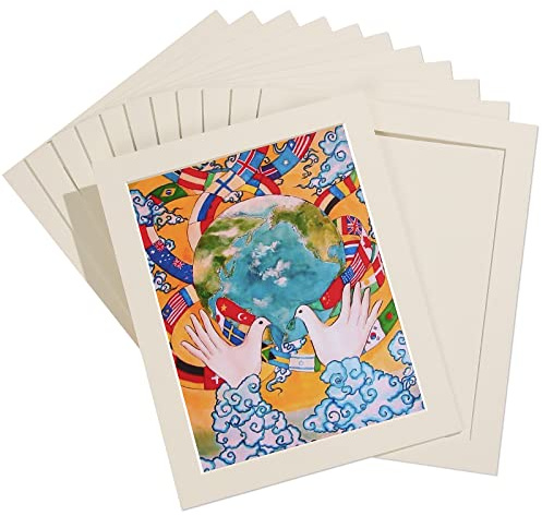 HOTUO 12 Pack A4 Paper Frames for Kids Drawing, Ivory Display 8.5x11 Cardboard Picture Frame with PVC Film.