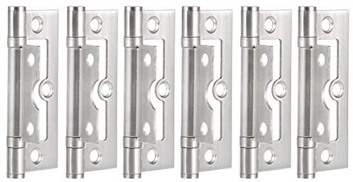 Honiwu Flush Door Hinges, 6pcs 3 Inch Stainless Steel Flush Hinges, 1.5mm Thick Ball Bearing Mute Hinge, No Mortise Door Hinges