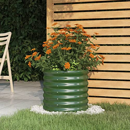 YITHOPI Vaso da Giardino,Fioriere per esterni Fioriere rotonde Aiuole rialzate per ortaggi Adatto per esterni, balcone, giardino, campagna Acciaio Verniciato a Polvere 40x40x36 cm Verde