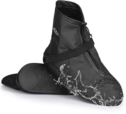 GeeRic, Couvre-Chaussures Imperméables pour Hommes et Femmes, Couvre-Chaussures Antidérapants, Réutilisables et Faciles à Transporter 3XL (44-45 EU) Noir
