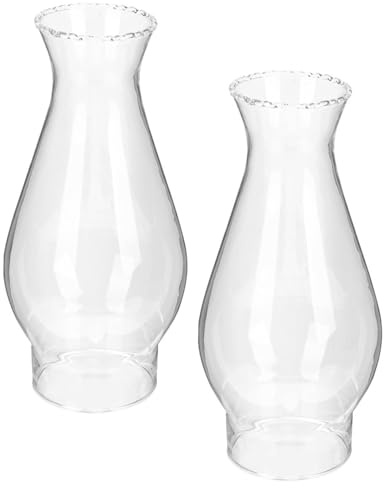 Ciieeo 2 Pantallas de Vidrio para Lámparas de Queroseno Diseño Simple y Buena Transmisión de Luz, Reemplazo Transparente para Lámparas de Aceite, Pack de 2 Piezas