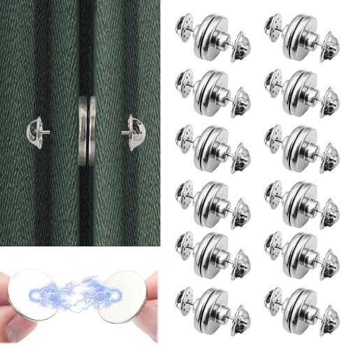 12 Paare Magnete für Vorhänge,Vorhang Verschluss Magnet,Raffhalter Magnetisch,Vorhang Magnetknopf,Magnetische Gardinenschließe,Magnetische Raffhalter,Magnet für Gardinen,Schlafzimmer,Küche, Büro