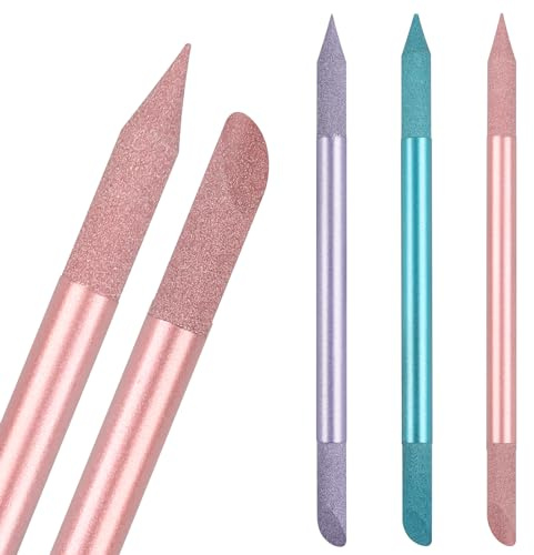 3Pcs Glass Cuticle Pusher, heemeei Dual-Ended Manicure Stick, Crystal Cuticle Pusher Glass File, Professional Precision Filing Cuticle Remover, Manicure Pedicure Tools for Nails and Cuticles Care