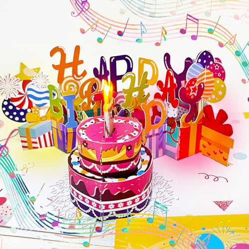 EHIOG Tarjeta De CumpleañOs 3d Con MúSica Desplegable, Tarjetas de cumpleaños, adecuadas para mujeres, hombres y niños, Diseño divertido, Navidad, craft