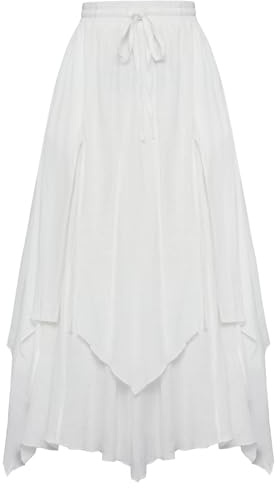 Scarlet Darkness Jupe longue d'été Renaissance pour femme, jupe fluide bohème avec poches
