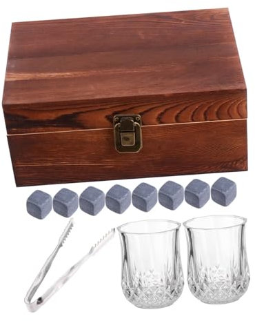 Cabilock Cubitos De Hielo De Mármol Piedra De Hielo Para Whisky Enfriador Con Caja De Madera y Pinzas Para Coctelería y Bebidas