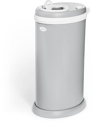 Ubbi Stainless Steel Nappy Bin, Odour Locking, No Special Bag Required, Award-Winning Diaper Pail, Cassette Free Disposal System, Matte Grey