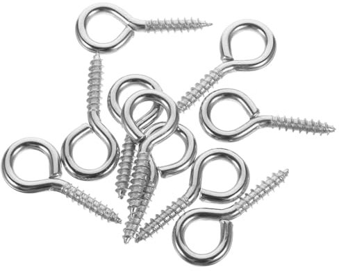 CIYODO 10 Piezas Hilos De Cable Fijo Manos Para Colgante Me Engancho Llave Ojo Arreglar Pequeños Ganchos Atornillar Gancho Con Ojal Tornillo De Ojal Silver Acero Al Carbono Q235 Niquelado