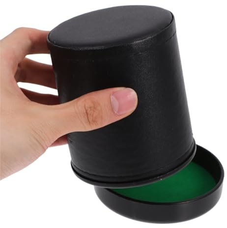 Hemoton 1Set Leather Dice Shaking Cup with Lid for Parties Portable and Easy to Clean for Game Night and Entertainment with Felt Interior