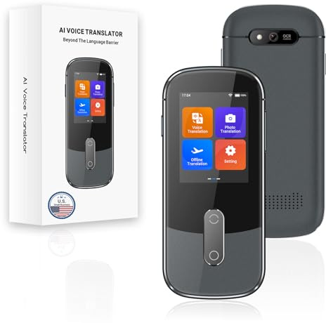 ANFIER W09 AI Translation Device Real Time, Language Voice Translator in 144 Languages & Accents with Photo/Text Translate, Offline Two-Way Traductor, Spanish Translating Devices for Business (Grey)