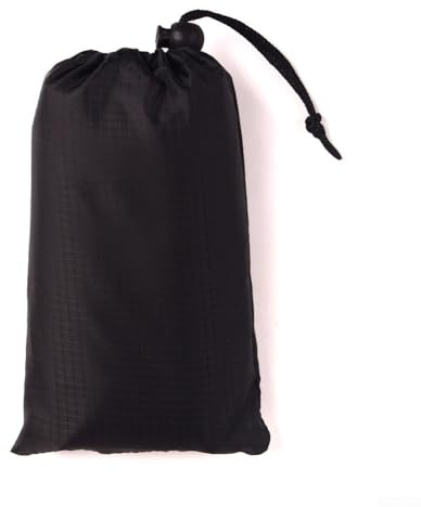 Yuanpgky Bâche de camping imperméable en polyester avec 6 points d'attache pour protection contre la pluie et le soleil, tapis de pique-nique et couverture de plage, 200 x 140 cm (noir, 150 x 210 cm)