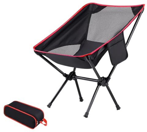 ruitao Trail Folding Camping Chair, Lightweight Outdoor Chair, Heavy Duty Tubular Steel Frame, Fast-Drying Polyester, Carry Bag, 100kg Capacity for Travel, Backpacking, Hiking, Picnics, Fishing