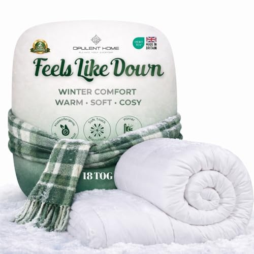 Opulent Home 18 Tog Extreme Warmth Duvet – Super King (260x220cm) – Heavyweight Winter Quilt with Soft Microfibre Cover, Hypoallergenic & Machine Washable – Ultra Warm Thick Duvet for Cold Nights