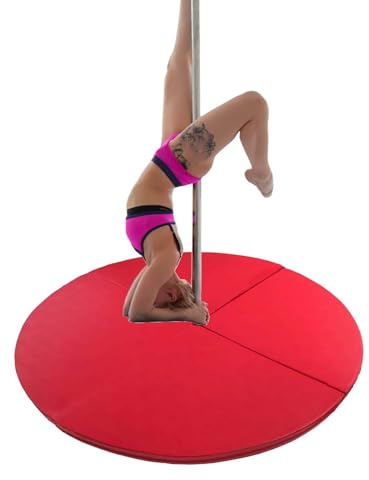 Pole-Dance-matta, stor bärbar Pole-Dance-skyddsmatta – 119/140/150/160/178/198 cm tjock, vikbar, yoga och danskudde för Aerial Hoop, röd skyddsmatta (180 x 5 cm) för säker Pole-Danc