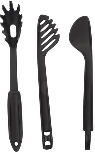 OATIPHO Pinzas para Pasta Multifunción de Nylon 2 Piezas, Color Negro, para Uso Diario en Cocina y Barbacoas, Accesorios Cocina y Pinzas para Espaguetis Versátiles Hogar
