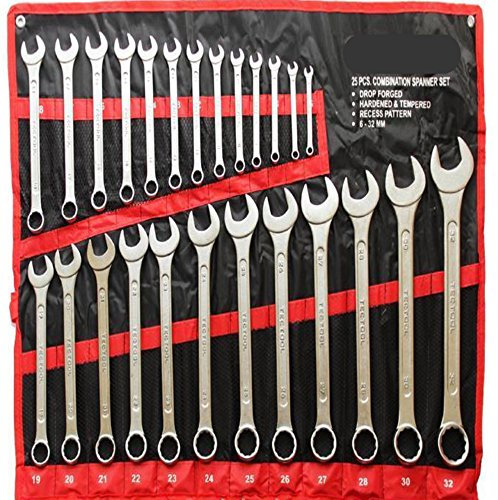 Wheels N Bits 25pc Combination Metric Combo Spanner Set 6,7,8,9,10,11,12,13,14,15,16,17,18,19,20,21,22,23,24,25,26,27,28,30mm 32mm Open & Ring End Spanners