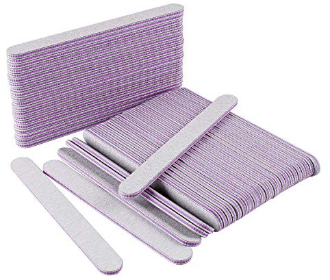 Forever Speed Lima per Unghie da 50 Pezzi - Superficie Abrasiva Bilaterale - Materiale Carta per Smeriglio Forma Diritta Colore Grigio/Viola
