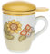 THUN - Accessorio Decorativo Casa, Tisaniera in Porcellana Country con Girasole e Farfalla