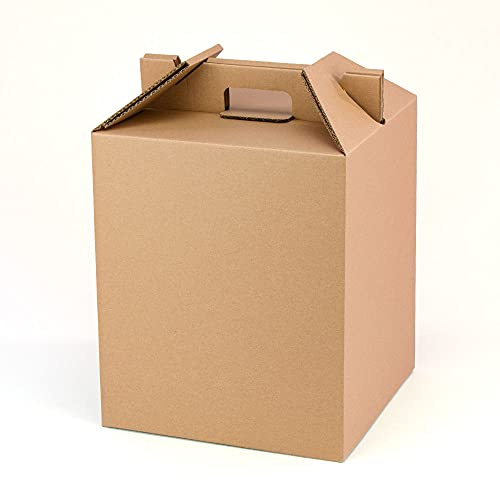 ONLY BOXES Pack 4 cajas con asas para botellas y lotes de navidad Color Marrón, Estuche cesta capacidad 9 botellas o regalos, Muy resistente a golpes, Cartón reciclado 100% ecológico