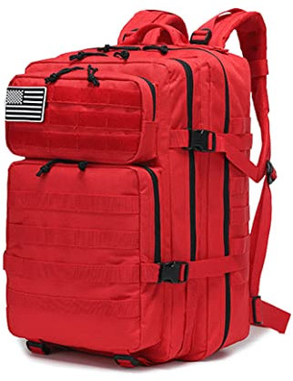 WSLCN Mochilas tácticas militares de 3 días, bolsa de asalto del ejército, 45 L, mochila de gran capacidad para senderismo, senderismo, caza, Red, L, Mochila de senderismo
