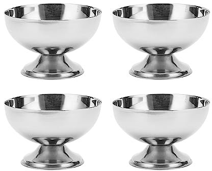 Champagne Bucket, 4 PCS Stainless Steel Dessert Bowls Set Punch Bowl with 4 Forks for Ice Cream, Salad, Mousse