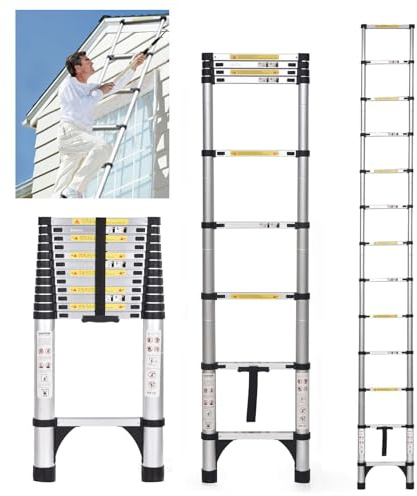 JADDUO 20.3FT Telescoping Ladder, Portable Extension Folding Ladder, Multi-Purpose Compact Ladder for Household or Outdoor Work, 330lbs Max Capacity