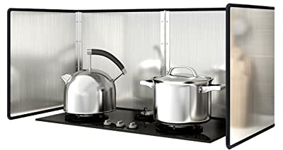 Paraschizzi Cucina Protezione Antispruzzo Per Fornello Pieghevole, Pannello Paraspruzzi Pieghevole In Acciaio Inossidabile Per Fornello A Parete Superiore Gamma Di Gas Padella Da Camp(Size:45*80*50cm)