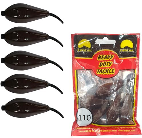 PRO FILSTAR Inline Grundblei Long Cast 5x110g - Blei Angeln - Angel Bleie Set - Grundangeln - Birnenblei Angeln - Blei Gewicht - Angelblei - Fishing Weights - Bleigewichte – Tropfenblei – Karpfenblei