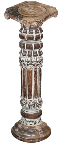 Oriental Galerie Säule Blumensäule Dekosäule Ständer Sockel Podest Blumenständer Holz Modell Batya 60 cm klein braun