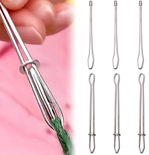 6 Pièces Enfile Cordon, Pince Enfile Cordon, Enfile Aiguille Cordon, Enfile Fil, Enfile-Aiguilles Cordon, Pince Enfile Aiguille, Pince à Fileter, pour Ruban, Ceinture Élastique, Bande Caoutchouc, DIY
