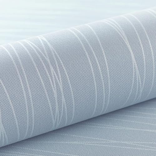 Anttyscar Mix Plain Stripe Textured Thick 3D Embossed Modern Minimalist Wallpaper Roll - Striped Flocking Wallcoverings, No Match Irregular Stripes for Bedroom, Living Room, Lounge - Light Blue
