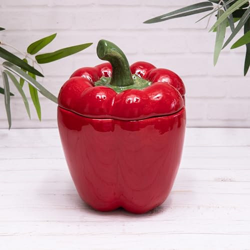 Annibells Red Pepper Ceramic Storage Jars Canisters with Lids (Large)