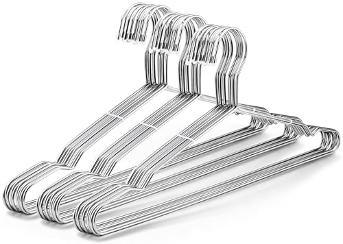 PIEMEET 30 Pack Wire Hangers, Metal Clothes Hangers, 16.5 Inch