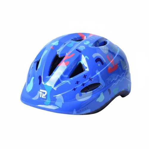 SheerFaring Children Headgear Kids Bike Helmet Skate Helmet Youth Helmet Riding Helmet Molded Half Case With Foam And PC Shell, Blue Graffiti, XS Head Circumference 48-50CM