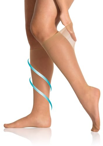 alber's SALUS CURVY 40 - Pack de 5 | Medias Descanso Mujer 40 DEN, Compresión Graduada Media, Súper Extensibles para Piernas Robustas | Talla Única 36-41 | Col. Piel