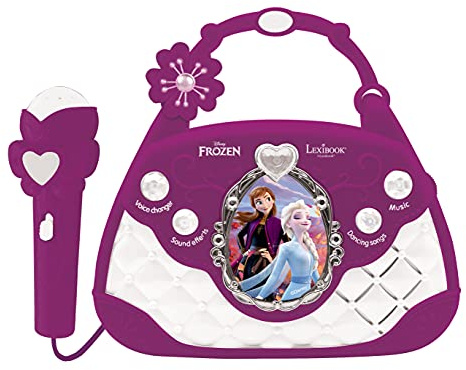 Lexibook, Die Eiskönigin, Karaoke Tasche mit Mikrofon, Stimmwechsler, Demosongs, Lichteffekte, inkl. Mikrofon, Aux-In Eingang, lila, K102FZ