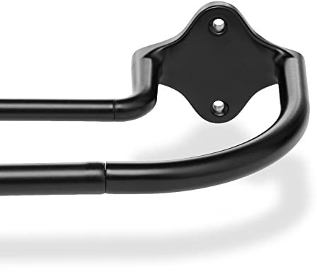 Amazon Basics Extendable Double Window Curtain Pole for Eyelet Curtains - 22mm Diameter, 122-224cm, Black